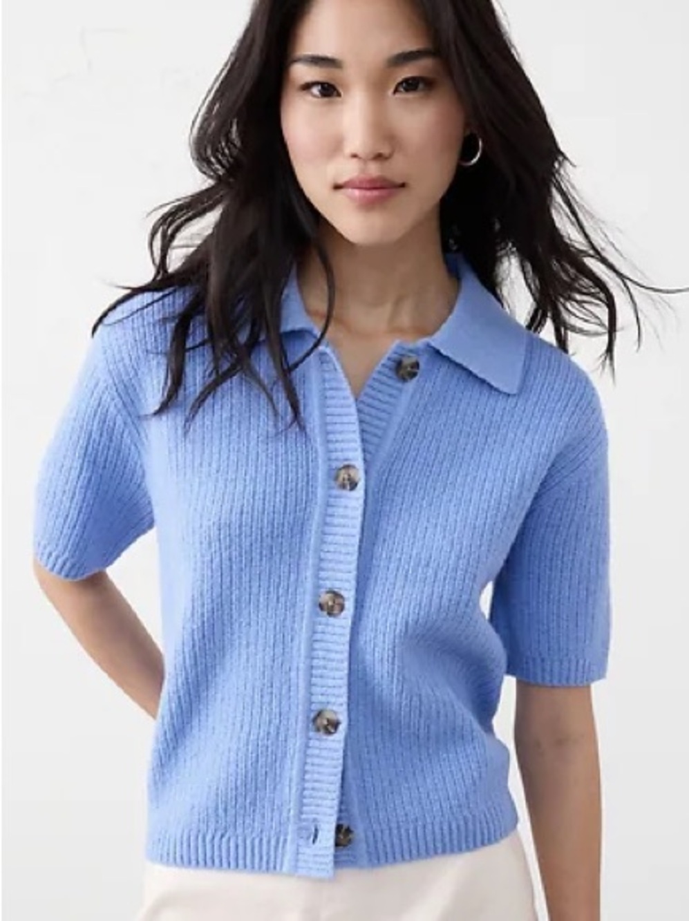 Women’s Banana Republic Factory Blue Short Sleeve Button Cardigan Sweater- xxs